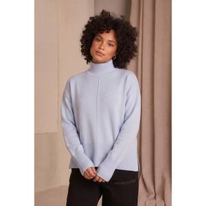 French Connection Women's Light Blue Soft Knit Turtleneck Sweater Small